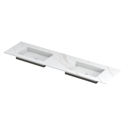 INK Post Wastafel Keramische Slab Envelop Bak Dubbel Zonder Kraangaten - 1800x450x10 mm - Calacatta Mat