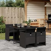 5-delige Tuinset met kussens poly rattan zwart - thumbnail