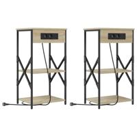 Nachtkastje 2 pcs Sonoma Eiken 41 x 31 x 76 cm Bewerkt hout - thumbnail
