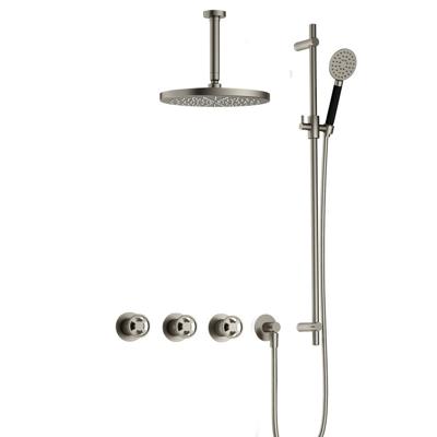 Hotbath Cobber IBSW70 Regendoucheset inbouw - 15cm plafondarm - 30cm ronde hoofddouche - 3 standen handdouche - glijstang - Geborsteld nikkel IBSW70GN1257