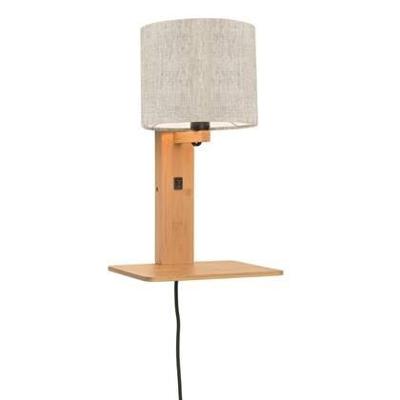 GOOD&MOJO Wandlamp 'Andes' Bamboe en Eco linnen, Met plank, kleur Beige/Naturel