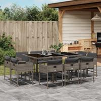 11-delige Tuinset met kussens poly rattan grijs - thumbnail