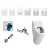 Urinoir Set Salenzi Hung Achterinlaat Mat Wit met TECE Loop Drukplaat Kunststof - thumbnail