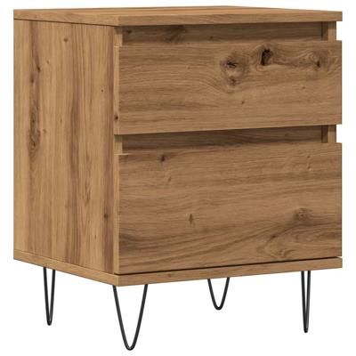 Nachtkastjes 2 st 40x35x50cm bewerkt hout artisanaal eikenkleur