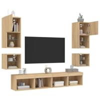 8-delige Tv-wandmeubelset met LED bewerkt hout sonoma eiken - thumbnail