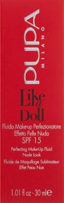 Pupa Milano - Pupa Pupa Like A Doll Perfecting Make-Up Fluid SPF15 30ml 010 Porcelain Foundation Dames Pupa Milano - Pupa Pupa Like A Doll Perfecting Make-Up Fluid SPF15 30ml 010 Porcelain Foundation Dames