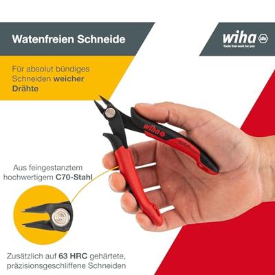 Wiha Zijkniptang Electronic brede, spitse kop zonder facet | 130mm/5 1/2" | Blisterverpakking - 27391 - 27391 Wiha Zijkniptang Electronic brede, spitse kop zonder facet | 130mm/5 1/2" | Blisterverpakking - 27391 - 27391
