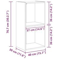 Boekenkast Zwart eiken 40 x 30 x 77 cm Bewerkt hout - thumbnail