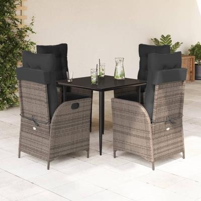 5-delige Tuinset met kussens poly rattan grijs 5-delige Tuinset met kussens poly rattan grijs