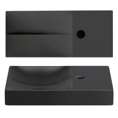 Clou Vale keramiek fontein 45x19x7cm kraangat rechts zwart mat CL/03.30162.01.R