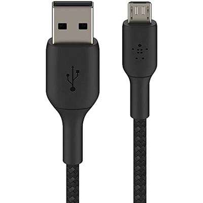 Belkin Micro-USB-kabel voor draagbare luidsprekers; powerbanks; eReaders; en meer (gevlochten USB-A naar micro-USB-kabel; 1,0 m. /1 m; zwart) CAB007bt1MBK