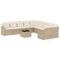 11-delige Tuinset met kussens poly rattan beige - thumbnail