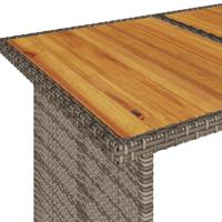 Tuintafel met houten blad 110x68x70 cm poly rattan grijs - thumbnail