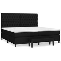 Boxspring met matras stof zwart 200x200 cm - thumbnail