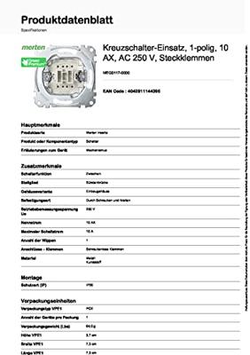 Merten Kruisschakelaar Inzetstuk Meerdere kleuren MEG3117-0000