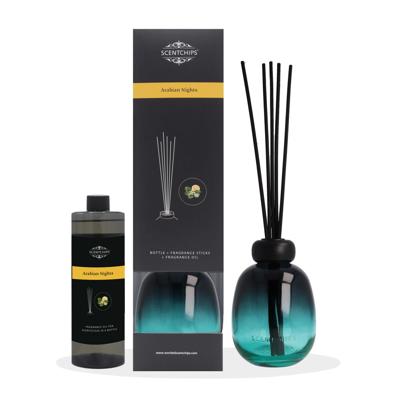 Scentchips® Cadeauset geurstokjes Arabian Nights met houder glas Gradient Ocean - 400ml