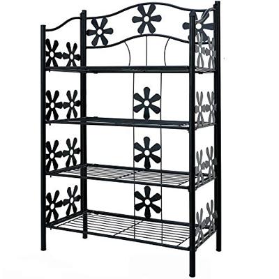 Metalen plantenrek met 4 legplanken mat zwart 60x30x90cm