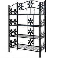 Metalen plantenrek met 4 legplanken mat zwart 60x30x90cm - thumbnail