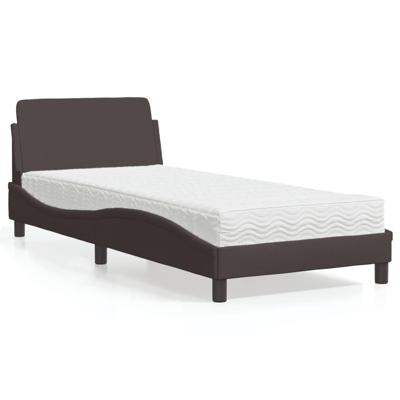 Bed met matras "Dover" stof donkerbruin 80x200 cm