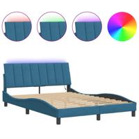 Bedframe met LED-verlichting fluweel blauw 160x200 cm - thumbnail