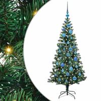 VidaXL Kunstmatig voorverlicht kerstboom groen 150 cm pvc en metaal - thumbnail