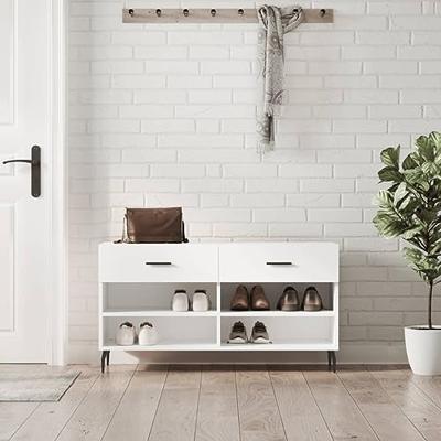 VidaXL Schoenenbank 102x35x55 cm bewerkt hout wit VidaXL Schoenenbank 102x35x55 cm bewerkt hout wit