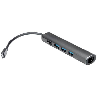 VALUE USB type C dockingstation, HDMI 4K, 3x USB type A, Gigabit Ethernet, grijs VALUE USB type C dockingstation, HDMI 4K, 3x USB type A, Gigabit Ethernet, grijs