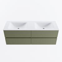 MONDIAZ VICA 140cm badmeubel onderkast Army 4 lades. Wastafel CLOUD dubbel zonder kraangat, kleur Talc. - thumbnail