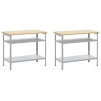 Werkbankset met plank 8 pcs Rood en Grijs Gepoedercoat staal - thumbnail