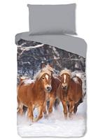 Good Morning Kinderdekbedovertrek "Haflinger paarden" - Multi - (140x200/220 cm) - Katoen Flanel - thumbnail