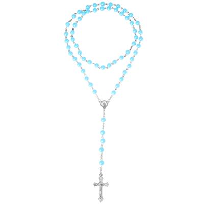 Turquoise rozenkrans ronde kralen met kruis Turquoise rozenkrans ronde kralen met kruis