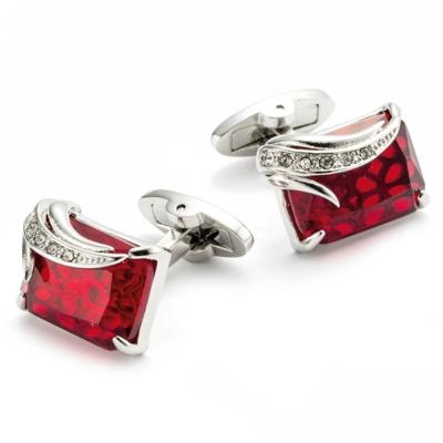 VAGULA 1 paar zilver Plating Red Zircon heren Shirt cufflinks(Sliver)