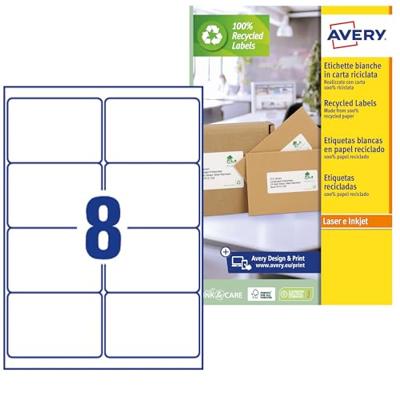 Etiket Avery LR7165-100 99.1x67.7mm recycled wit 800 etiketten
