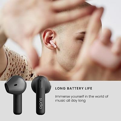 sudio A1 Midnight Black, oordopjes met Bluetooth, Touch Control met compacte draadloze oplaadschaal, IPX4-beschermd, geluidsdoorlatende hoofdtelefoon met geïntegreerde microfoon, premium kristalgeluid