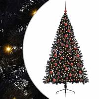 VidaXL Kunstmatig voorverlicht kerstboom met 300 led zwart 180 cm pvc - thumbnail