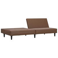 Slaapbank 2-zits kunstleer bruin - thumbnail