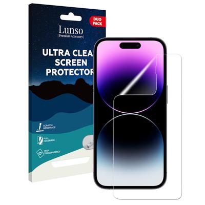 Lunso - iPhone 14 Pro Max - Duo Pack (2 stuks) Beschermfolie - Full Cover Screenprotector