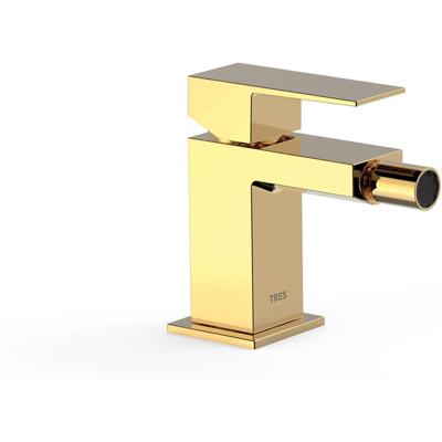 Bidetkraan Tres Cuadro | Opbouw | Mengkraan | 1-hendel | Vierkant | 24k Goud glans