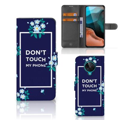 Xiaomi Poco F2 Pro Portemonnee Hoesje Flowers Blue DTMP Xiaomi Poco F2 Pro Portemonnee Hoesje Flowers Blue DTMP