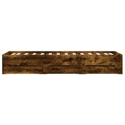 Bedframe met lades bewerkt hout gerookt eikenkleurig 90x200 cm