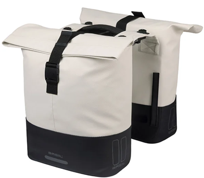 Dubbele fietstas Basil Cove MIK 28-32L 14 x 29 x 36 cm - wit/zwart