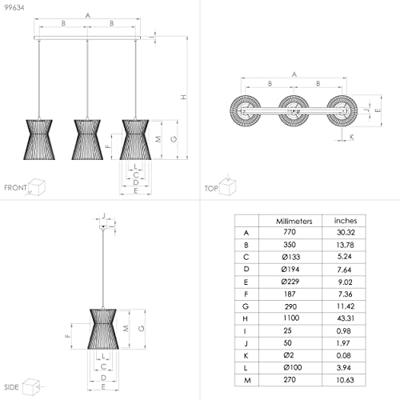 Eglo 3-lichts hanglampMaseta zwart - 99634