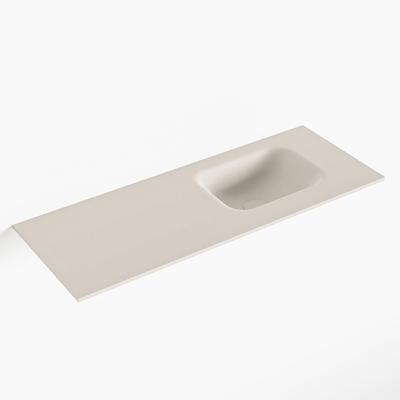 MONDIAZ LEX Linen solid surface inleg wastafel voor toiletmeubel 80cm. Positie wasbak rechts