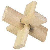 Goki houten denkpuzzel in katoenen zakje - thumbnail