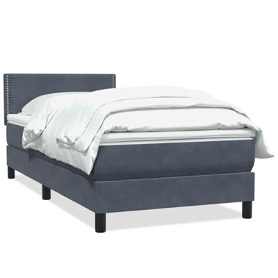 Boxspring met matras fluweel donkergrijs 90x210 cm