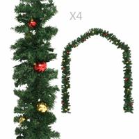 VidaXL Kerstslingers 4 st met kerstballen 270 cm pvc groen - thumbnail