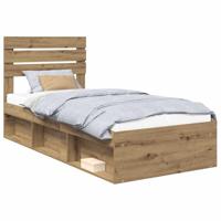 Bedframe Ambachtelijk eiken 90 x 190 cm Massief grenenhout - thumbnail