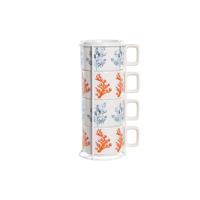 Set van koffiekopjes DKD Home Decor Blauw Fuchsia Metaal Dolomite 260 ml - thumbnail