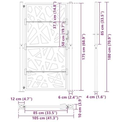 Poort met lichtontwerp 105x180 cm weervast staal Poort met lichtontwerp 105x180 cm weervast staal