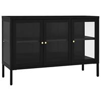 Dressoir 105x35x70 cm staal en glas zwart - thumbnail
